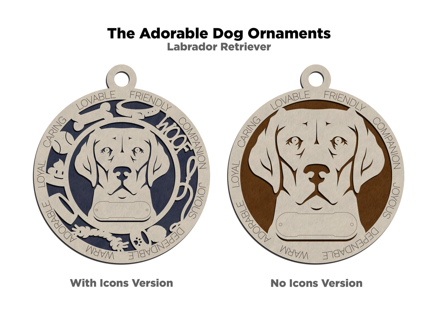 Personalized Labrador Retriever Christmas Ornament - 3" Round, 2-Layer Laser Cut Wood - Custom Dog Name & Text - Handcrafted in USA - Choose Colorful Backgrounds - Perfect Holiday Gift for Pet Lovers
