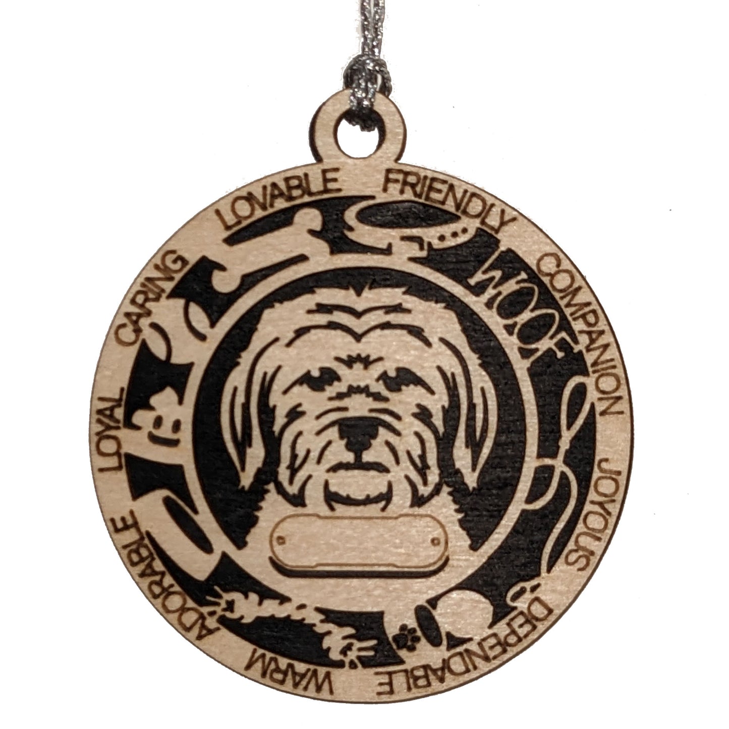 Personalized 3" Round Wooden Dog Christmas Ornament - Short Hair Maltese Design - Customizable Name Tag & Text - Handcrafted in USA - Choose Colorful Backgrounds - Perfect Holiday Gift!
