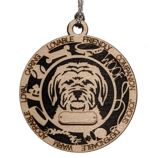 Personalized 3" Round Wooden Dog Christmas Ornament - Short Hair Maltese Design - Customizable Name Tag & Text - Handcrafted in USA - Choose Colorful Backgrounds - Perfect Holiday Gift!