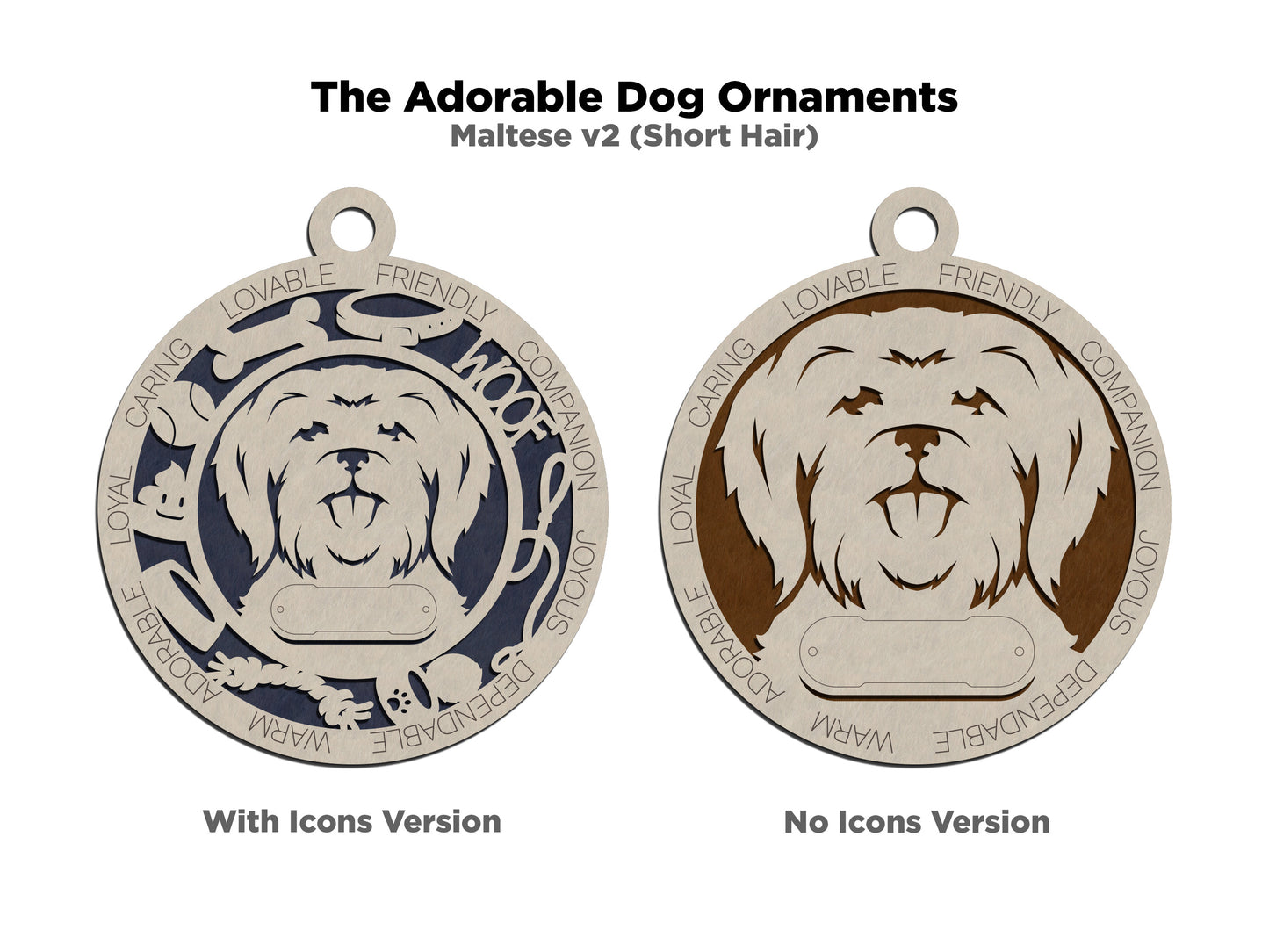 Personalized 3" Round Wooden Dog Christmas Ornament - Customizable Short Hair Maltese Design - Handcrafted in USA - Choose Background Color - Add Dog's Name & Text - Perfect Holiday Gift!