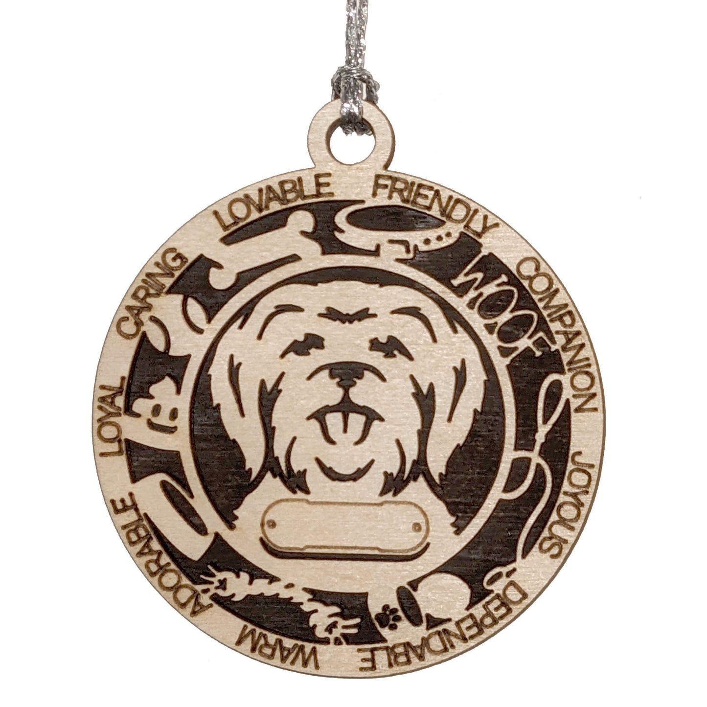 Personalized 3" Round Wooden Dog Christmas Ornament - Customizable Short Hair Maltese Design - Handcrafted in USA - Choose Background Color - Add Dog's Name & Text - Perfect Holiday Gift!