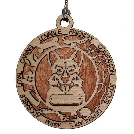 Personalized 3" Round Wooden Dog Christmas Ornament - Pembroke Welsh Corgi Design - Customizable Name Tag & Text - Handcrafted in USA - Choose Background Color or Print - Perfect Holiday Gift!