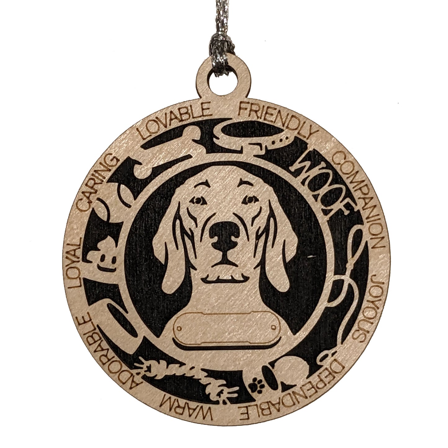 Personalized Vizsla Dog Christmas Ornament - 3" Round, 2-Layer Laser Cut Wood - Customizable Name Tag & Text Border - Handcrafted in USA - Choose Painted Backgrounds or Prints - Perfect Gift!