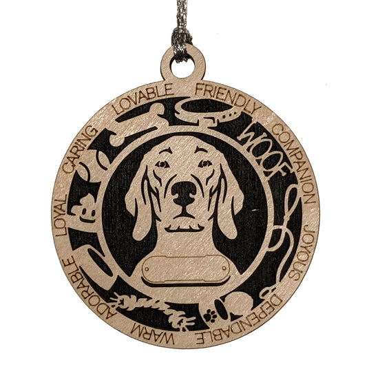Personalized Vizsla Dog Christmas Ornament - 3" Round, 2-Layer Laser Cut Wood - Customizable Name Tag & Text Border - Handcrafted in USA - Choose Painted Backgrounds or Prints - Perfect Gift!