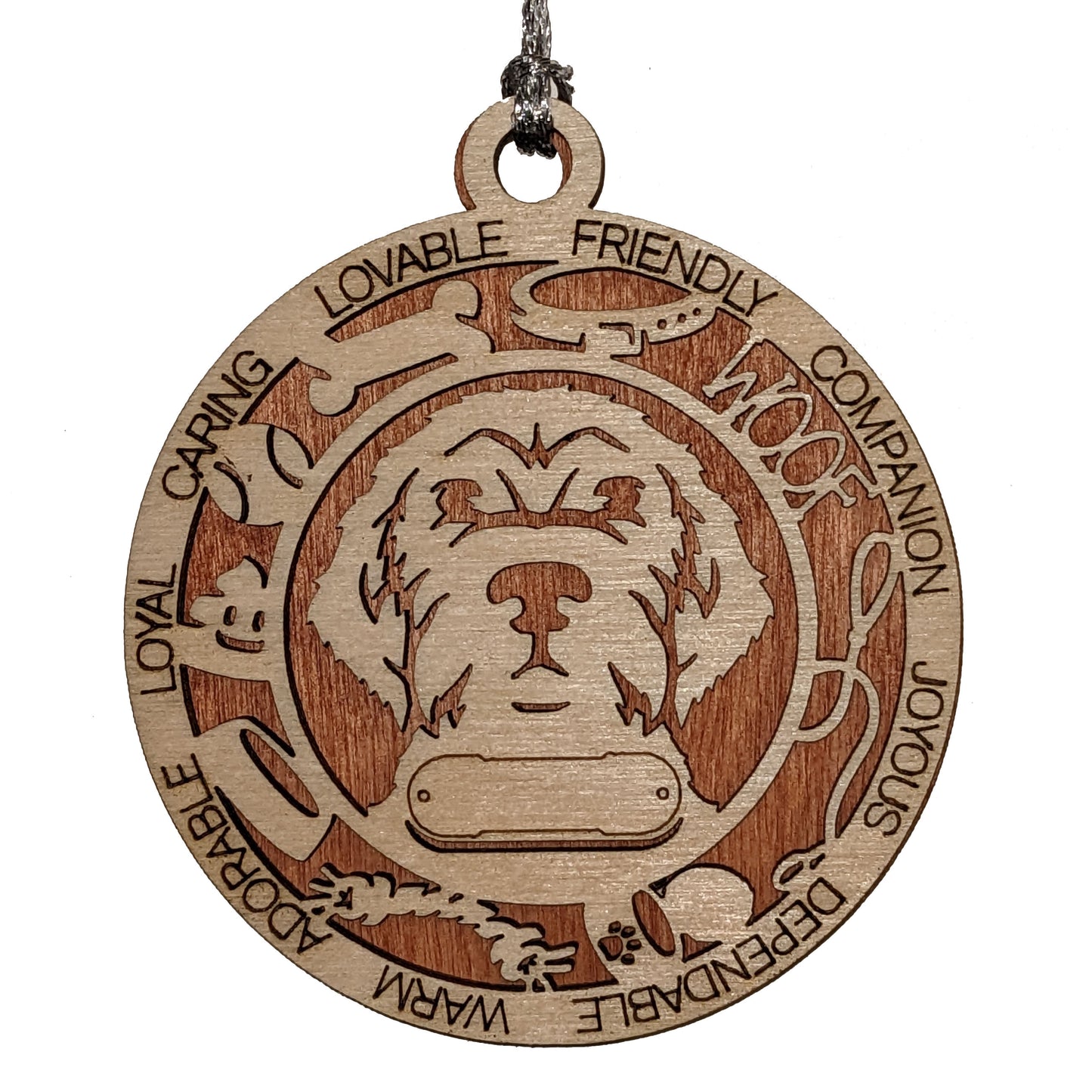 Personalized Wirehair Pointing Griffon Dog Christmas Ornament, 3" Round, 2-Layer Laser Cut Wood, Customizable Name & Text, Handcrafted in USA, Choose Background Color, Perfect Holiday Gift!