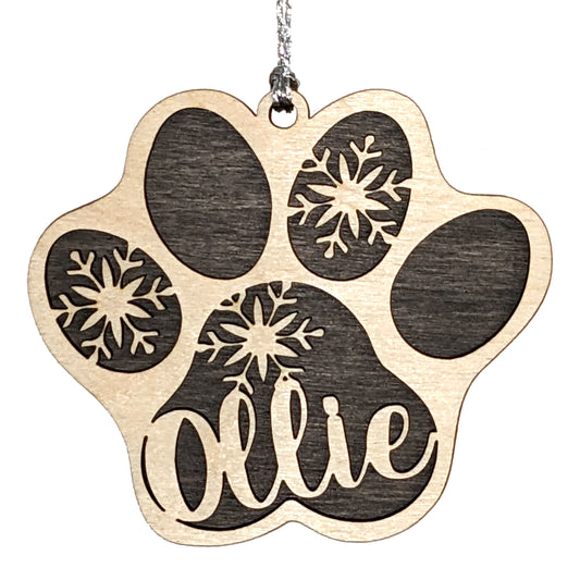 Personalized Paw Print Christmas Ornament - Your Pet's Name & Choice of Colors! - Dog or Cat