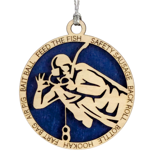 3" Handcrafted Wooden Personalized Scuba Diving Christmas Ornament - Custom Underwater Adventure Holiday Decor