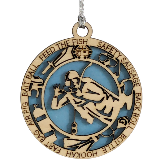 3" Handcrafted Wooden Personalized Scuba Diving Christmas Ornament - Custom Underwater Adventure Holiday Decor