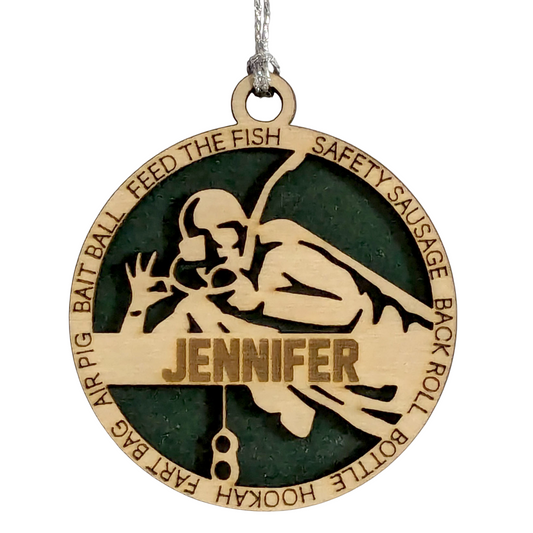 3" Handcrafted Wooden Personalized Scuba Diving Christmas Ornament - Custom Underwater Adventure Holiday Decor