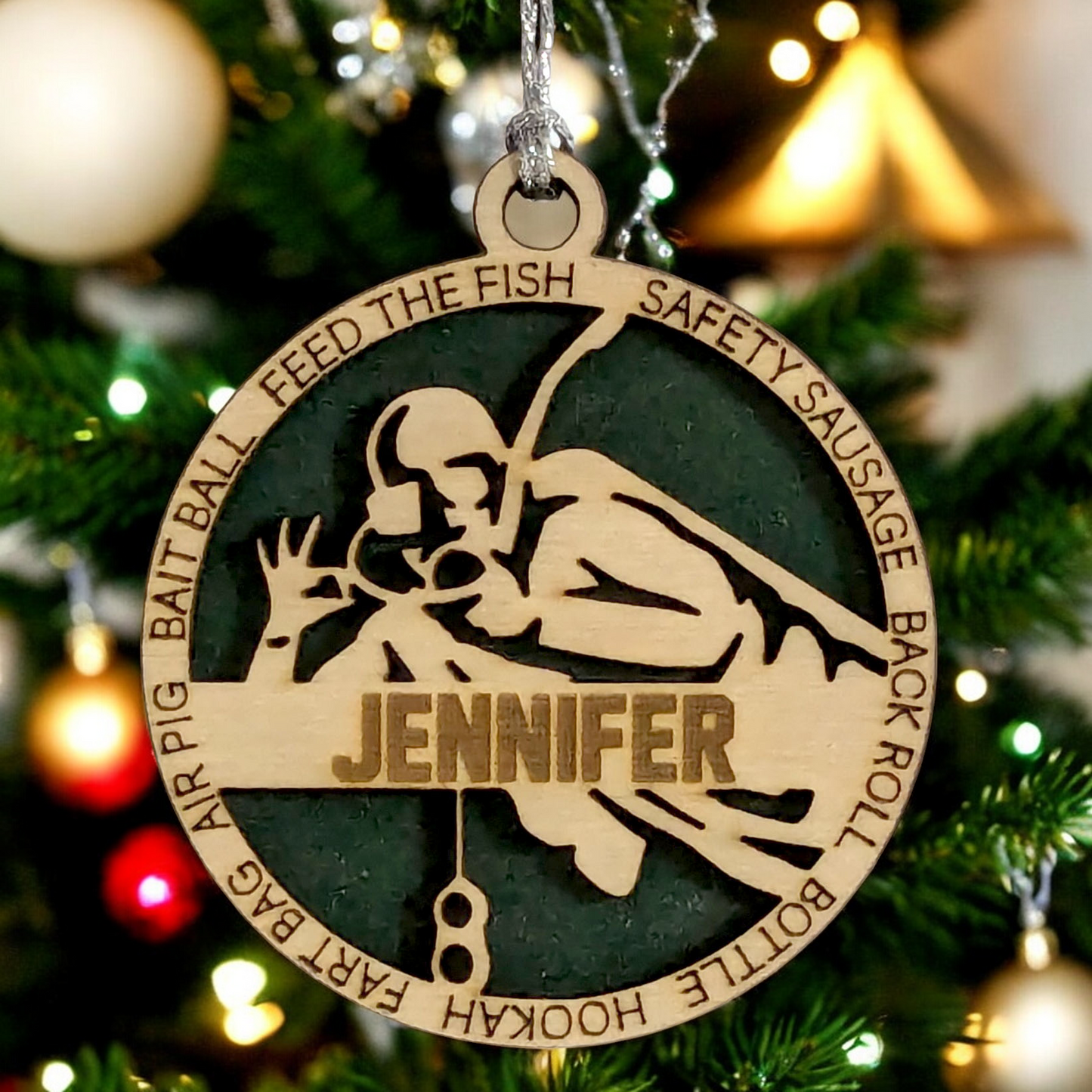 3" Handcrafted Wooden Personalized Scuba Diving Christmas Ornament - Custom Underwater Adventure Holiday Decor
