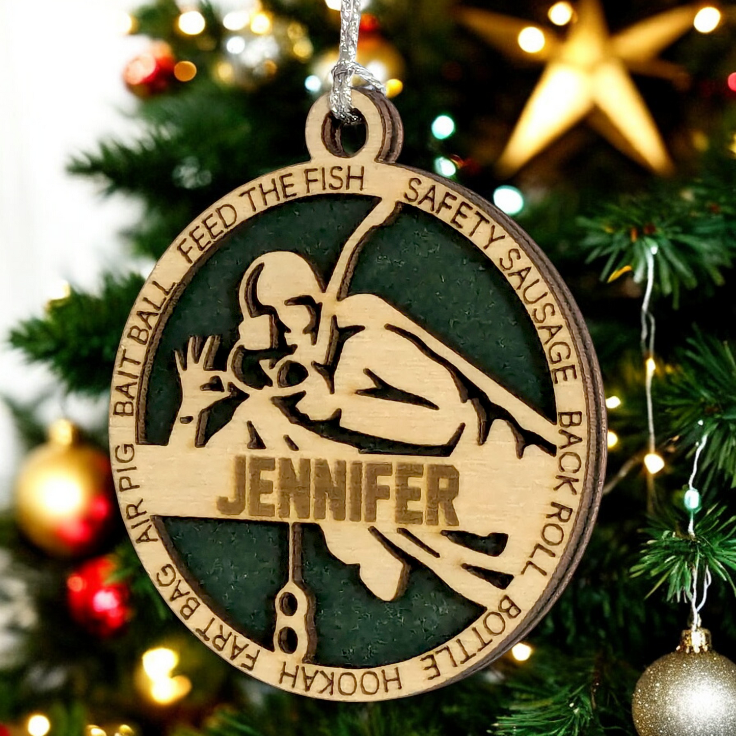 3" Handcrafted Wooden Personalized Scuba Diving Christmas Ornament - Custom Underwater Adventure Holiday Decor