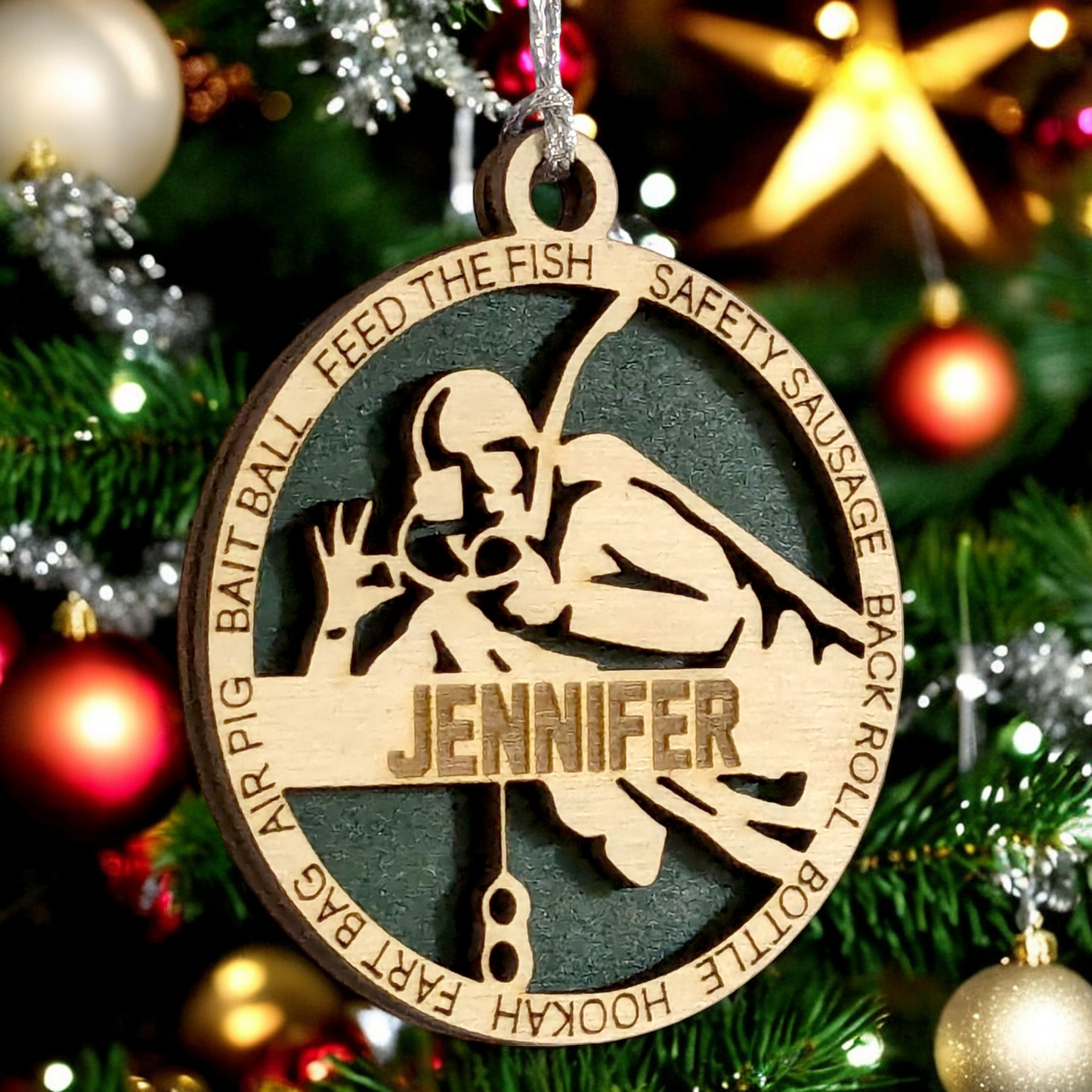 3" Handcrafted Wooden Personalized Scuba Diving Christmas Ornament - Custom Underwater Adventure Holiday Decor