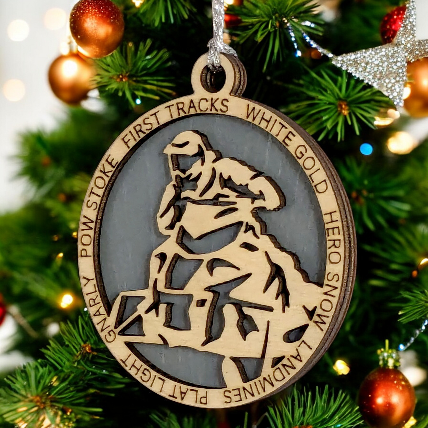3" Laser Cut Handcrafted Wooden Personalized Snowmobiling Christmas Ornament - Unique Holiday Decor, Customizable Snowmobile Winter Sport Keepsake for Snowmobilers - Rustic Wood Tree Decoration