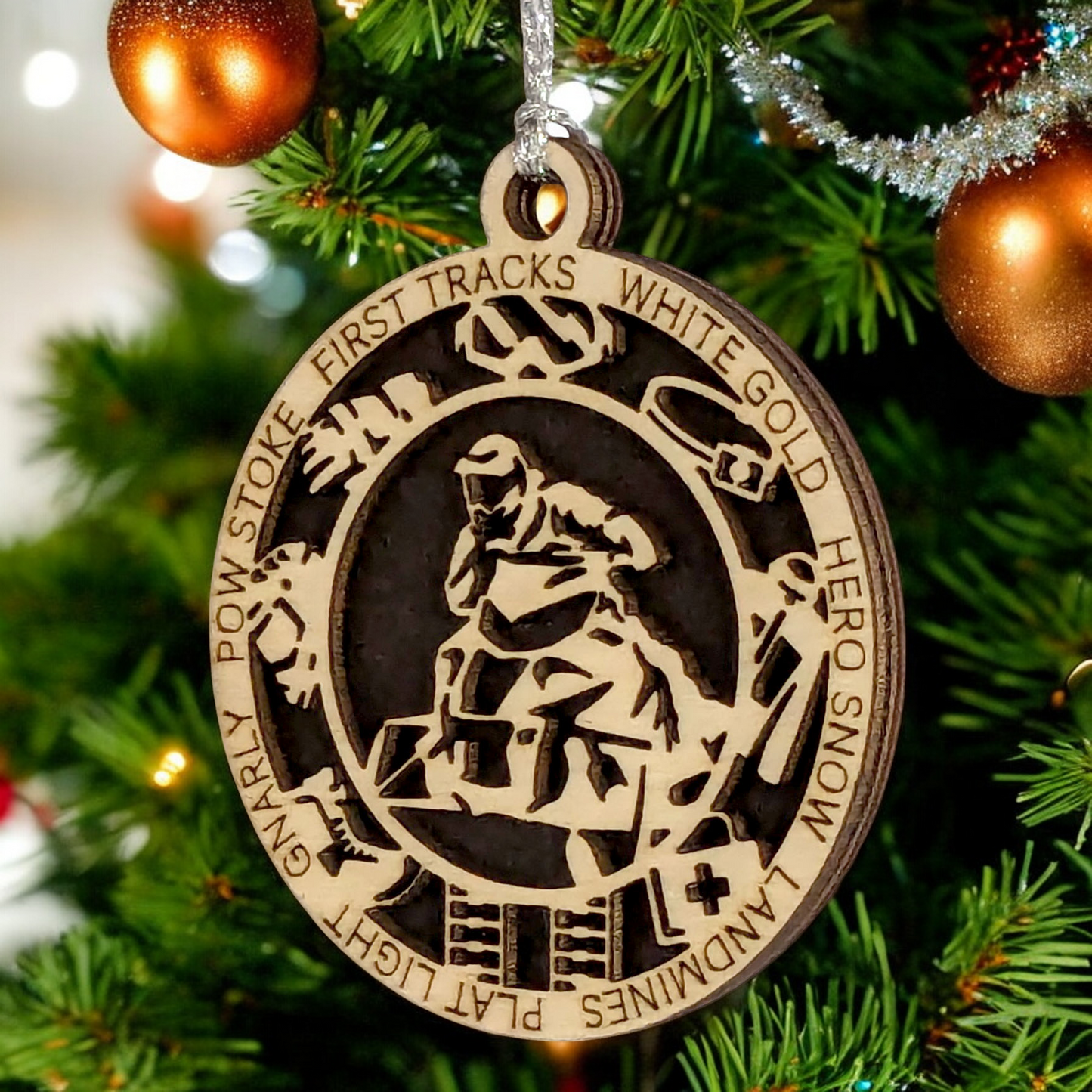 3" Laser Cut Handcrafted Wooden Personalized Snowmobiling Christmas Ornament - Unique Holiday Decor, Customizable Snowmobile Winter Sport Keepsake for Snowmobilers - Rustic Wood Tree Decoration