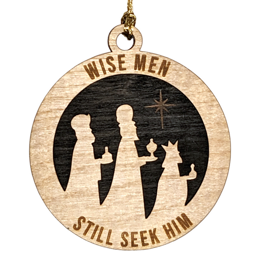 3" Wooden Three Kings Ornament - Rustic Religious Christmas Decor, USA Made