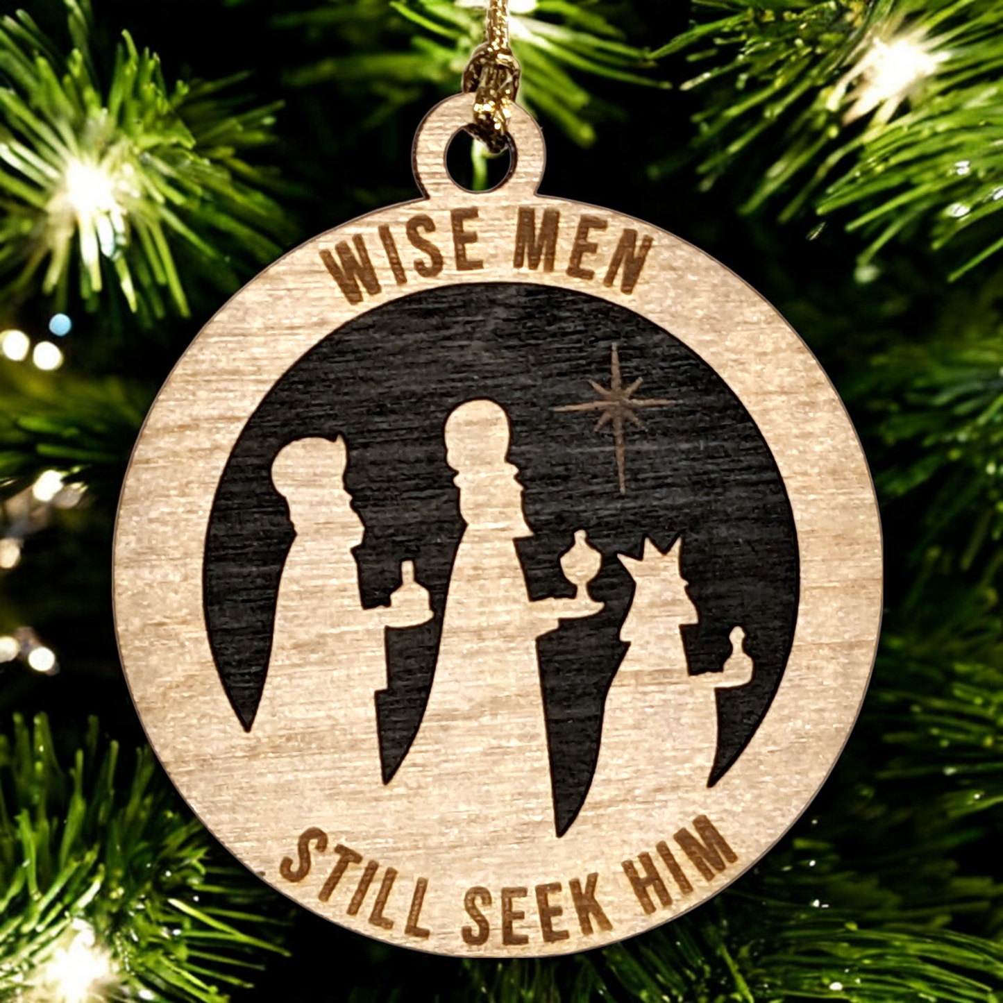3" Wooden Three Kings Ornament - Rustic Religious Christmas Decor, USA Made