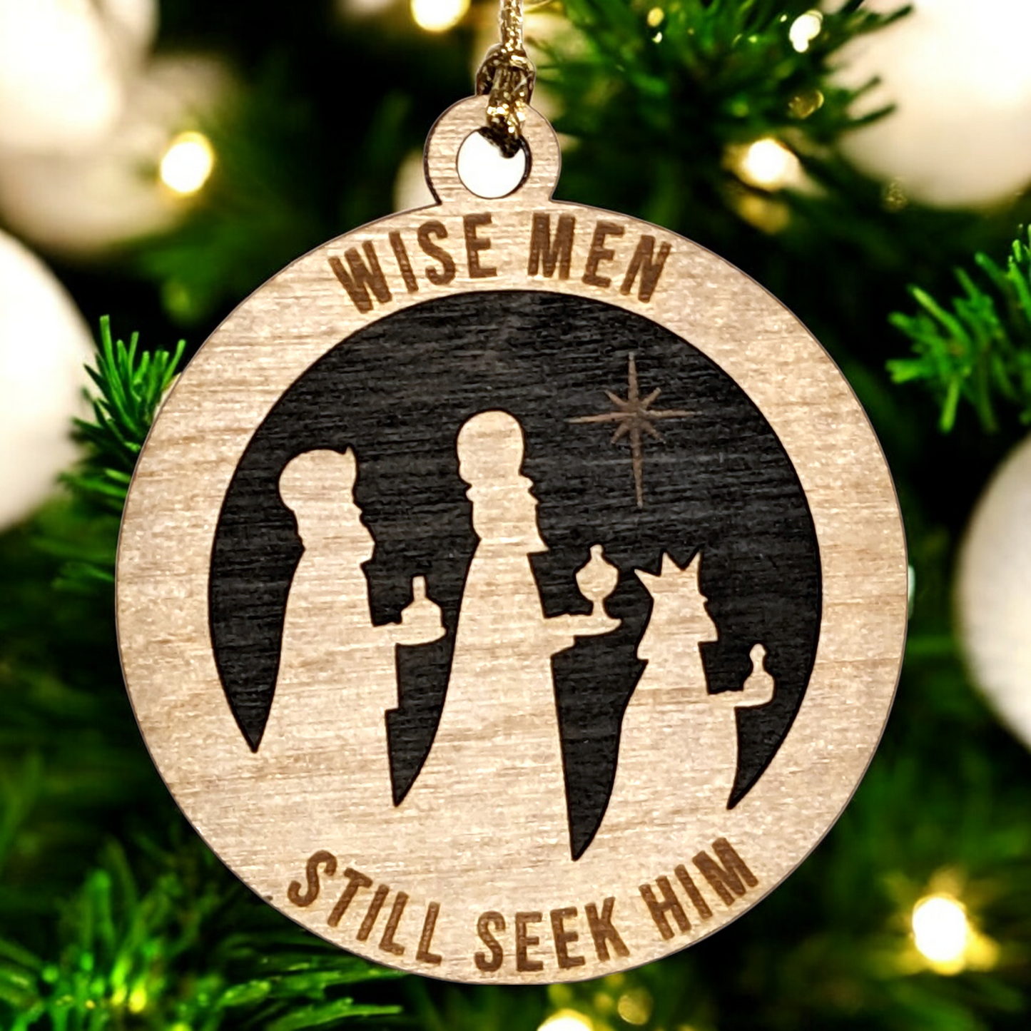 3" Wooden Three Kings Ornament - Rustic Religious Christmas Decor, USA Made