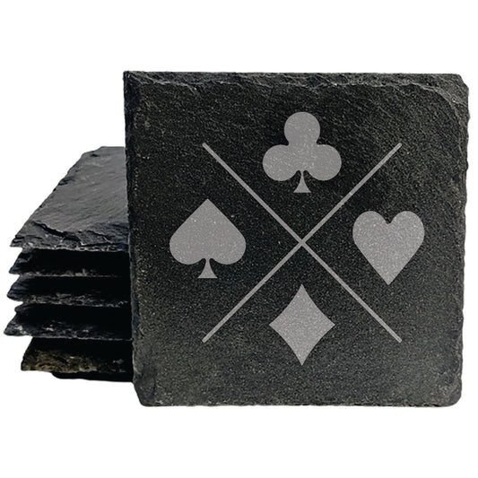 Timeless Elegance:  Coasters with Laser-Etched Card Suit Design