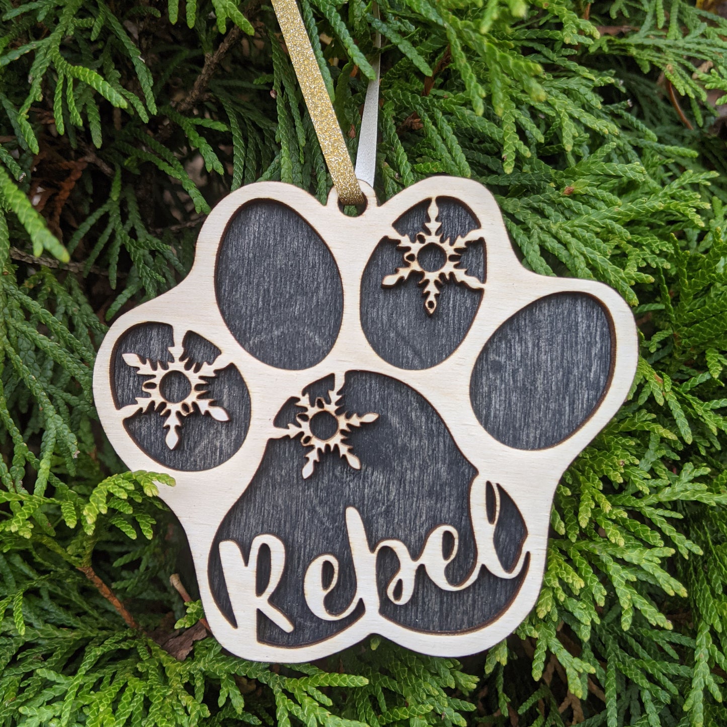 Personalized Paw Print Christmas Ornament - Your Pet's Name & Choice of Colors! - Dog or Cat