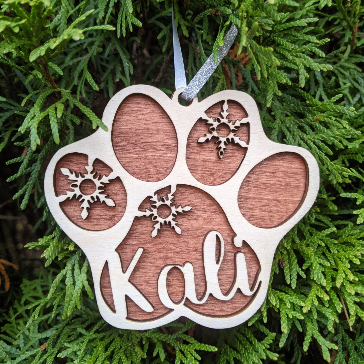 Personalized Paw Print Christmas Ornament - Your Pet's Name & Choice of Colors! - Dog or Cat