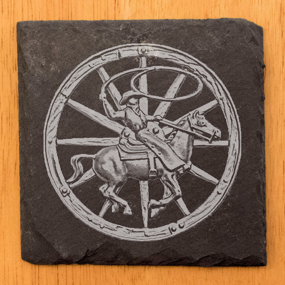 Durable &amp; Stylish: Cowboy on Horseback Slate Coasters - Perfect for Everyday Use
