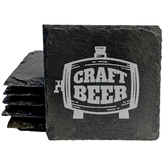 The Perfect Bar Accessory: Stylish "Craft Beer" Coasters in Gray Slate