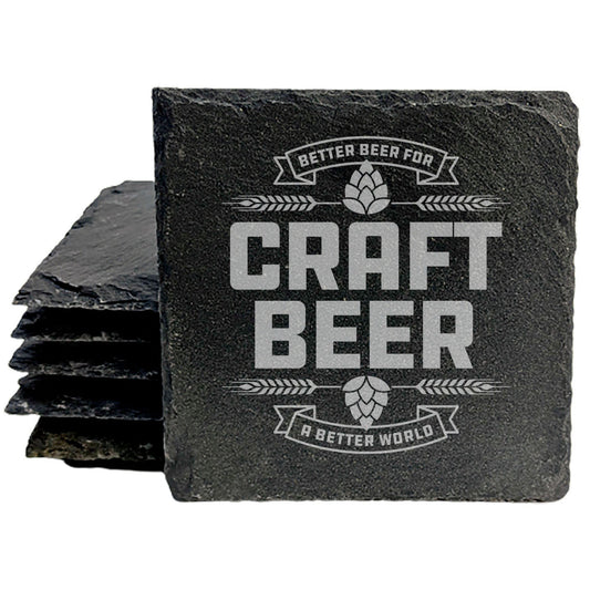Ethical Sipping: "Better Beer for a Better World" Slate Coasters for Craft Beer Lovers