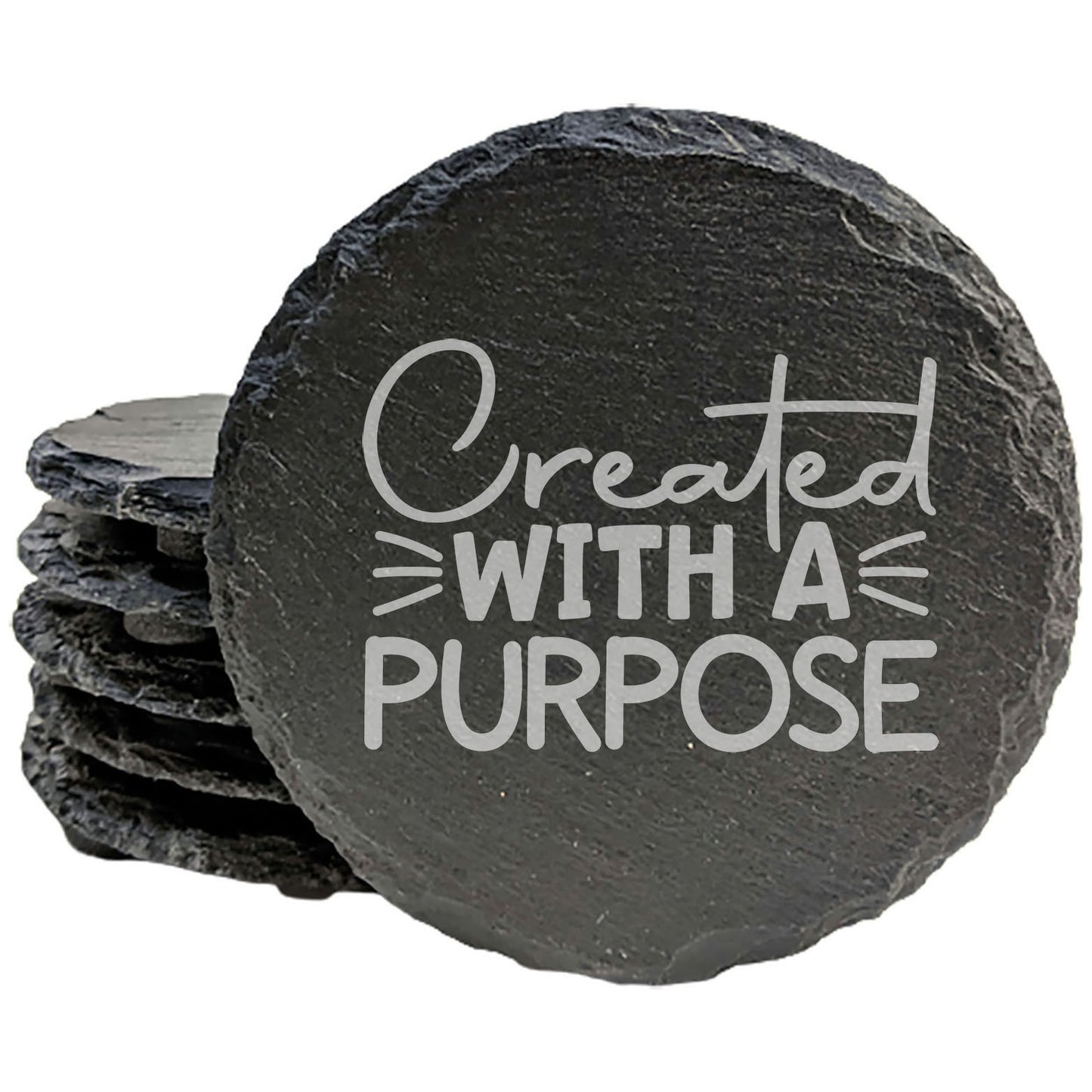 Meaningful Decor: Inspirational "Created with a Purpose" Slate Coasters, Great Gift
