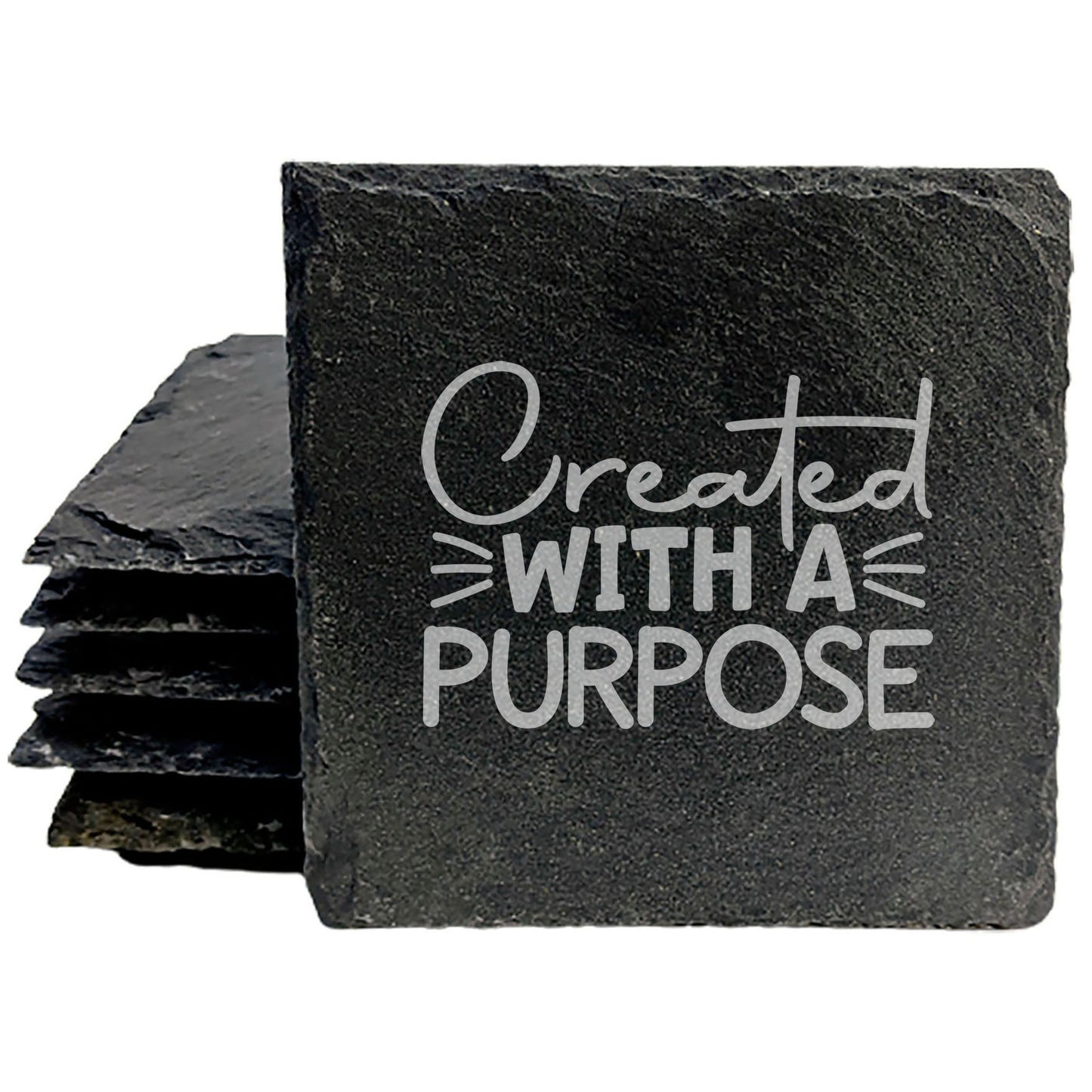 Meaningful Decor: Inspirational "Created with a Purpose" Slate Coasters, Great Gift