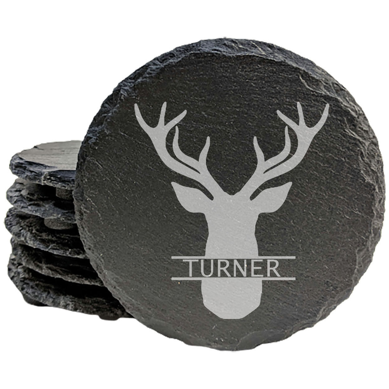 Buck Yeah! Monogrammed Coasters with a Majestic Deer (Add Your Text)