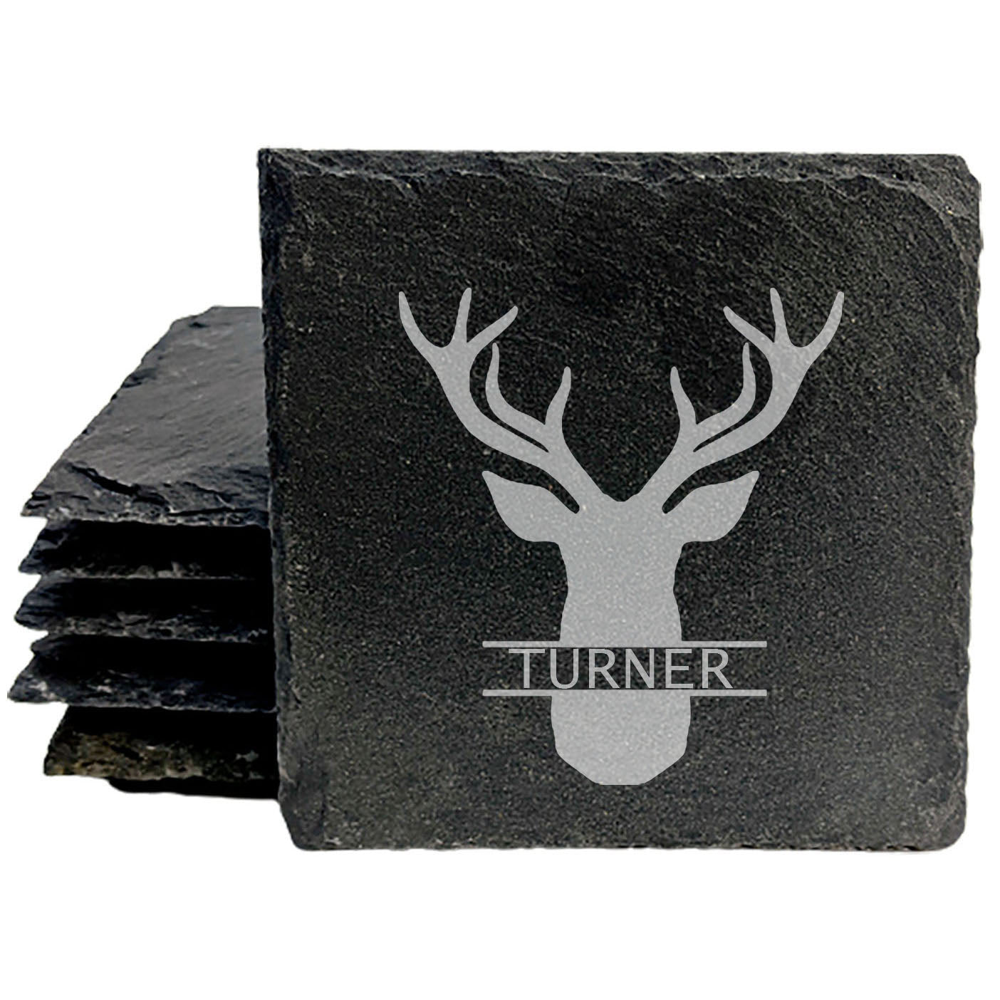 Buck Yeah! Monogrammed Coasters with a Majestic Deer (Add Your Text)