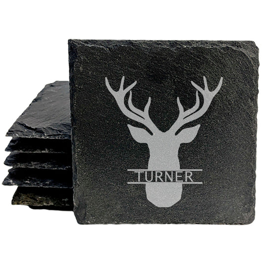 Buck Yeah! Monogrammed Coasters with a Majestic Deer (Add Your Text)