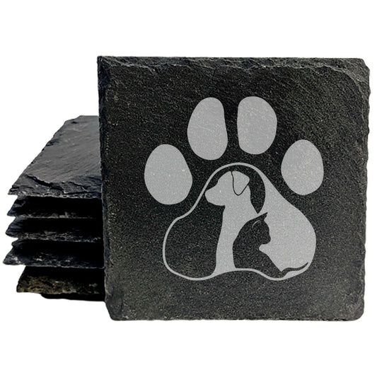 Fur-tastic Friends Forever: Celebrate Dog &amp; Cat Love with Slate Coasters