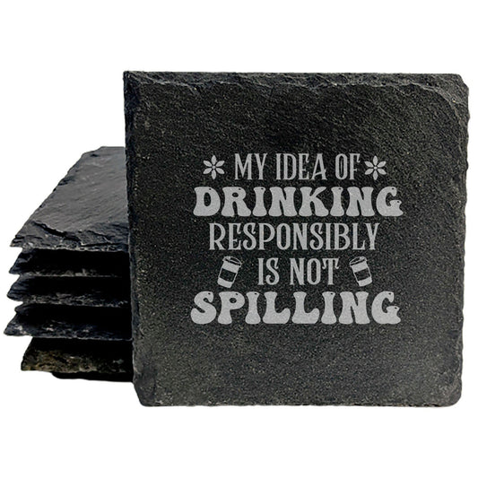 Adult Beverage Essentials: Funny "Responsible Drinking" Gray Slate Coasters