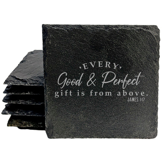Faith and Hope: Laser Etched Hand-Crafted Coasters with James 1:17 Quote