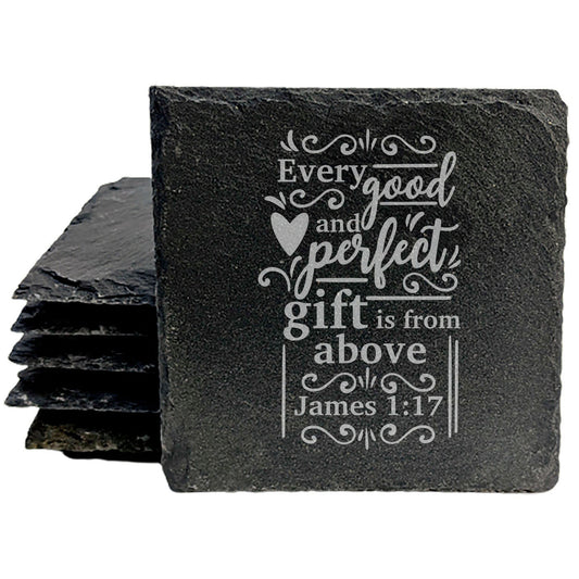 Faith and Hope: Laser Etched Conversation-Starting Coasters with James 1:17 Quote