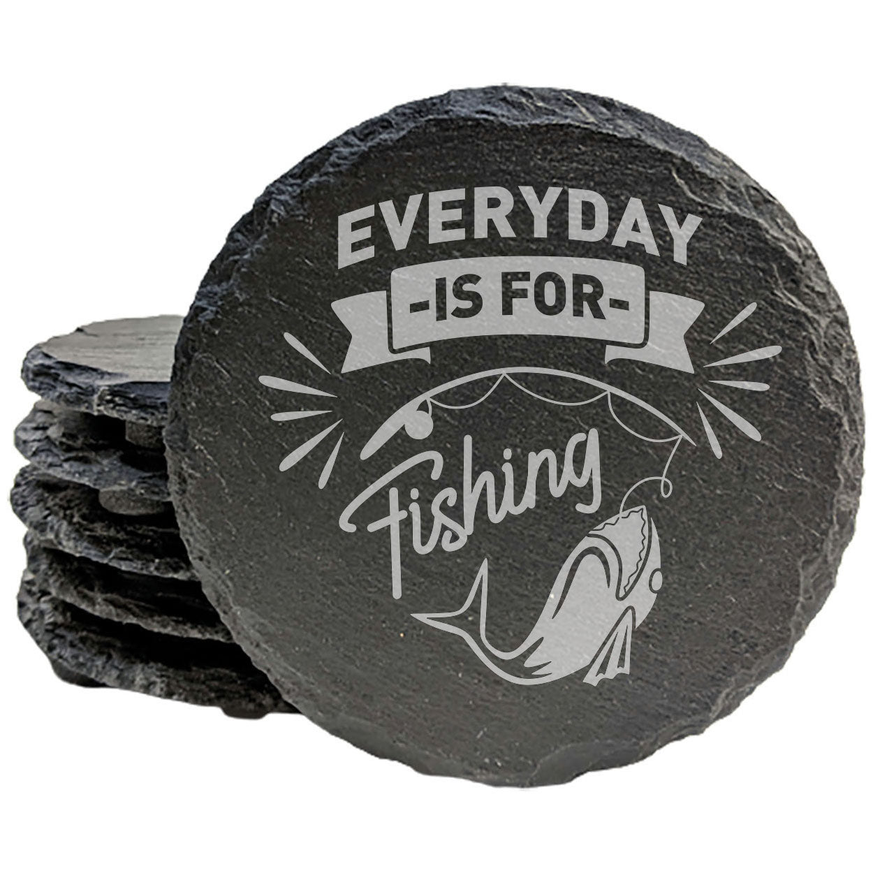 Man Cave Must-Have: Rugged &amp; Eye-Catching Fishing Coasters in Gray Slate
