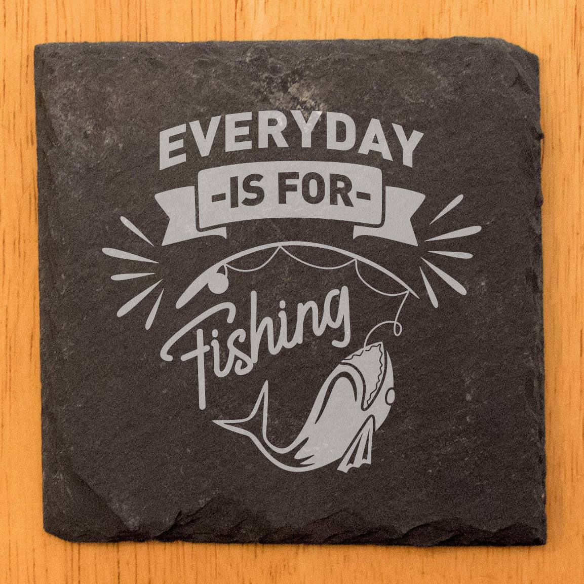 Man Cave Must-Have: Rugged &amp; Eye-Catching Fishing Coasters in Gray Slate