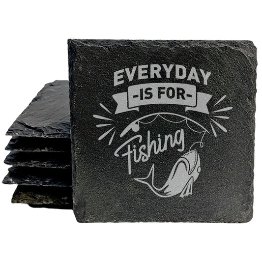Man Cave Must-Have: Rugged &amp; Eye-Catching Fishing Coasters in Gray Slate
