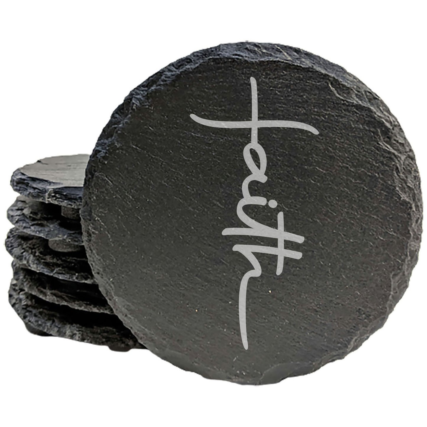 Laser Engraved Cross Coasters: Faith in Stone | Uplifting Christian Decor