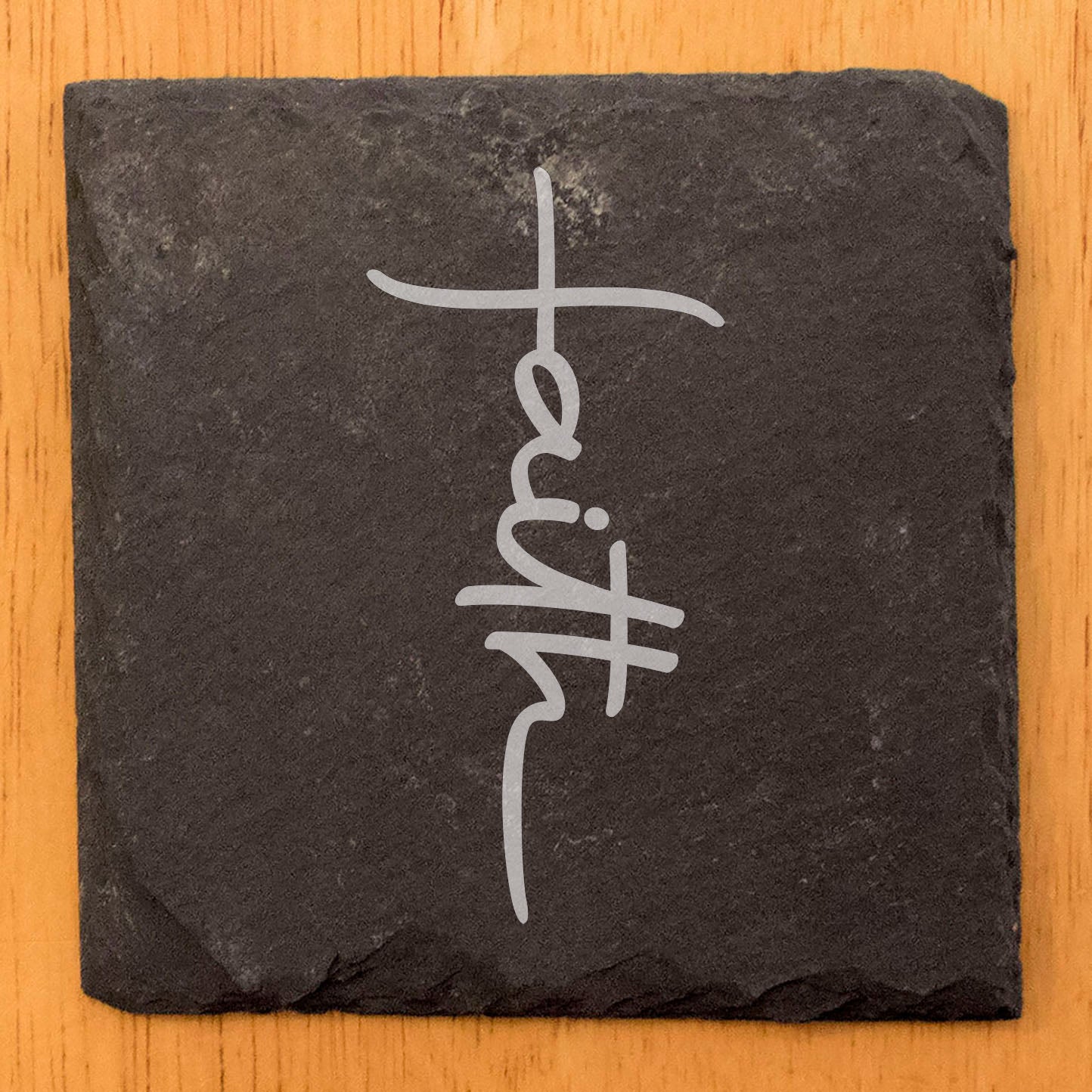 Laser Engraved Cross Coasters: Faith in Stone | Uplifting Christian Decor
