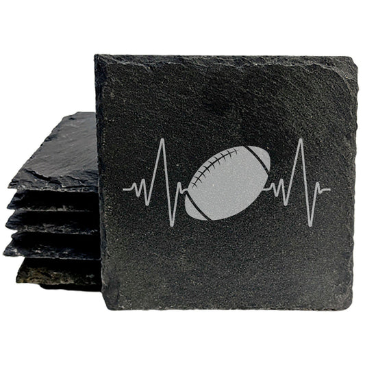 Laser Etched Slate Coasters: My Heart Beats Football - EKG Design