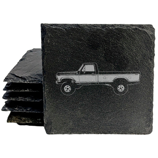 Vintage 1979 Ford F250 Ranger Slate Coasters | Laser Etched Design