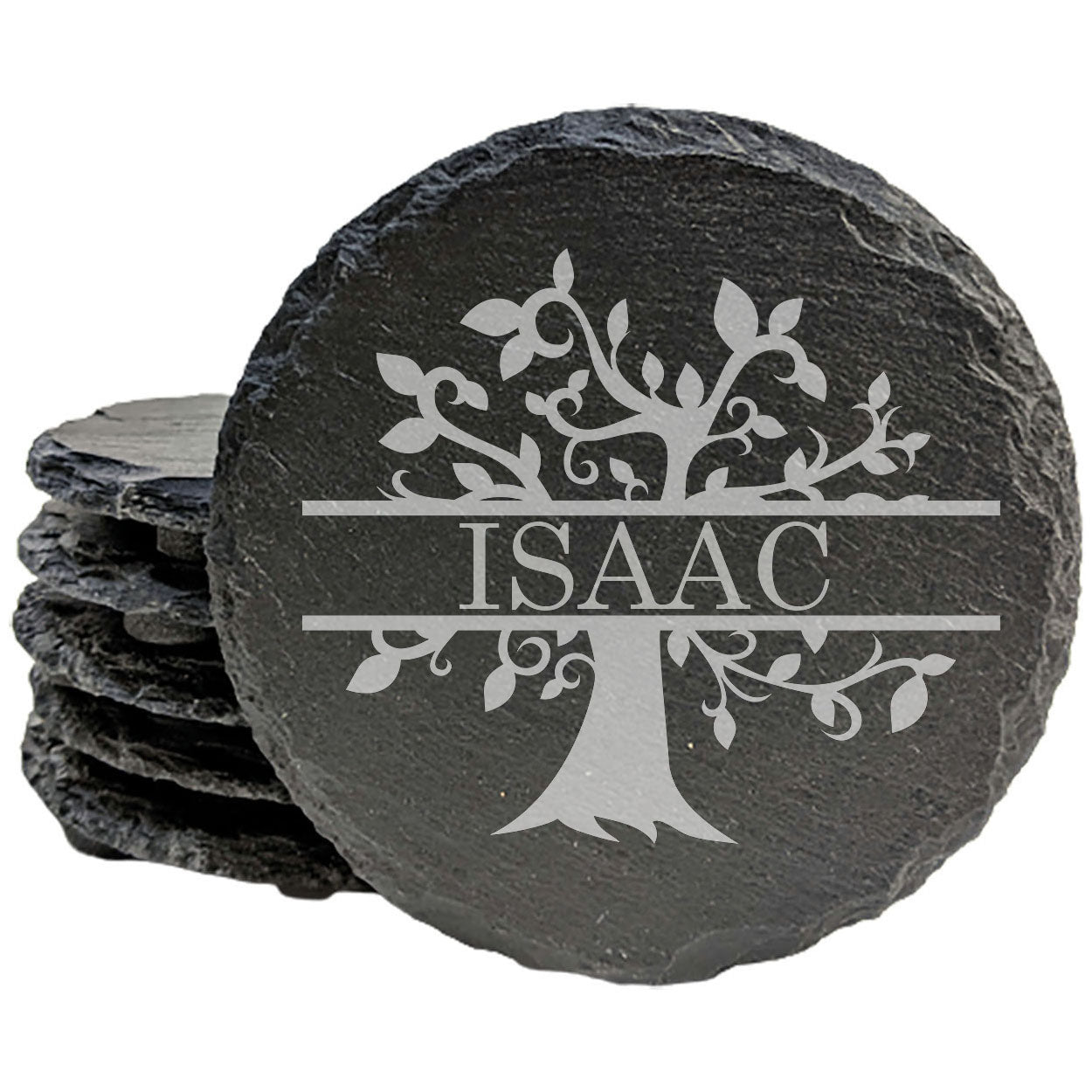 Rooted in Family: Personalized Slate Coasters with Family Tree