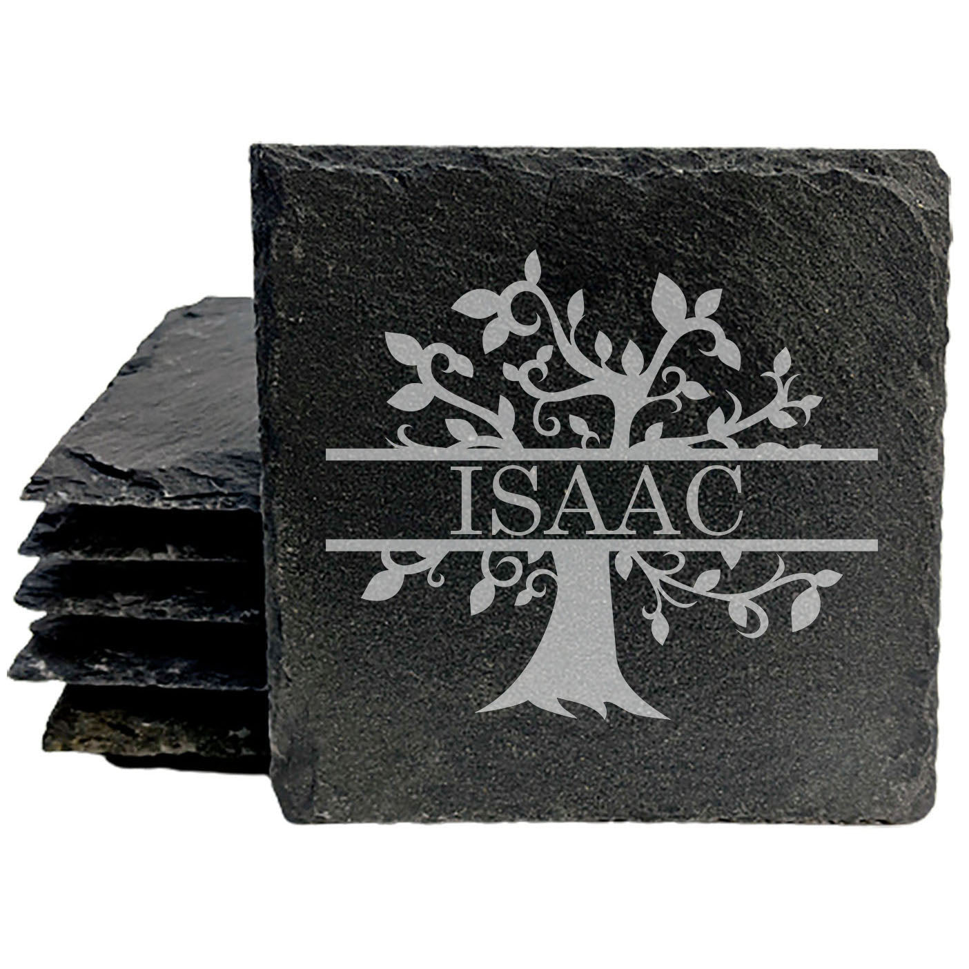 Rooted in Family: Personalized Slate Coasters with Family Tree