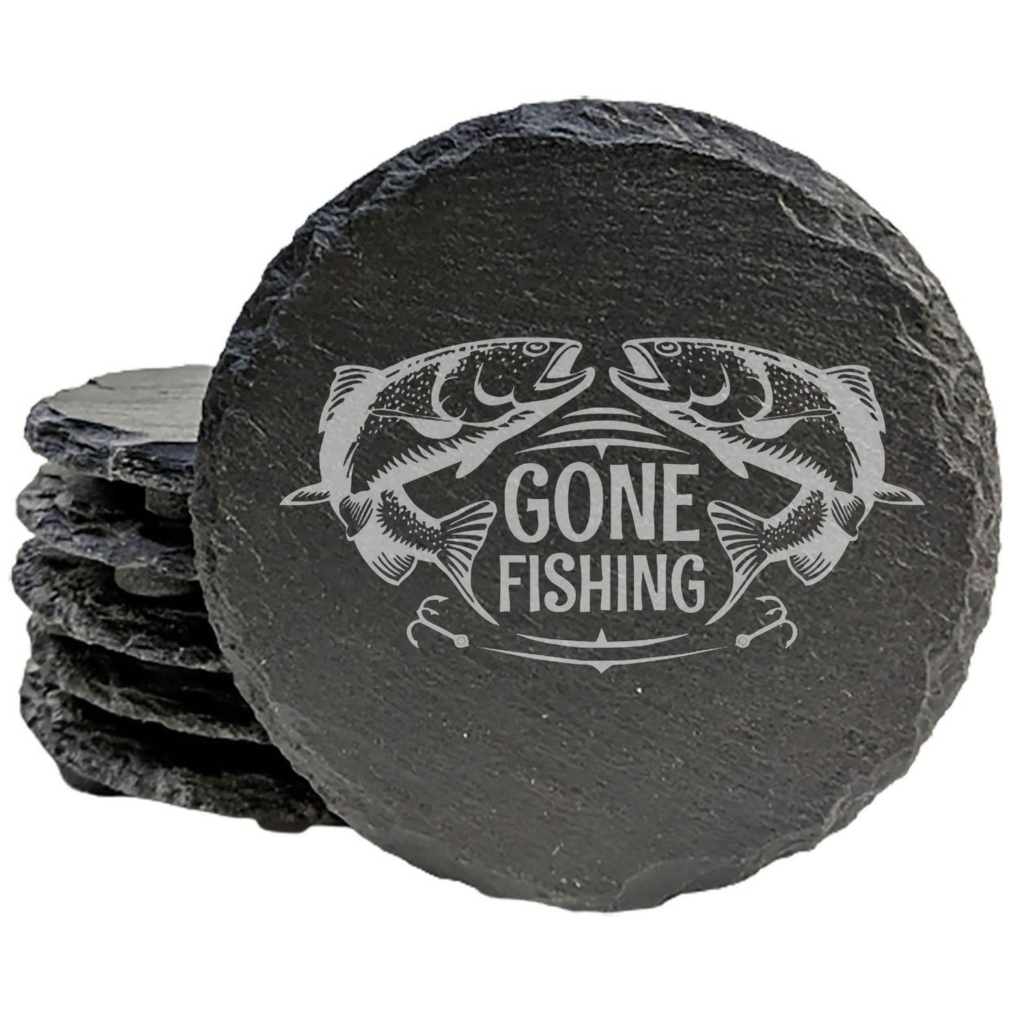 "Gone Fishing" Coasters: Funny Fishing Gift for Men