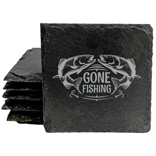 "Gone Fishing" Coasters: Funny Fishing Gift for Men
