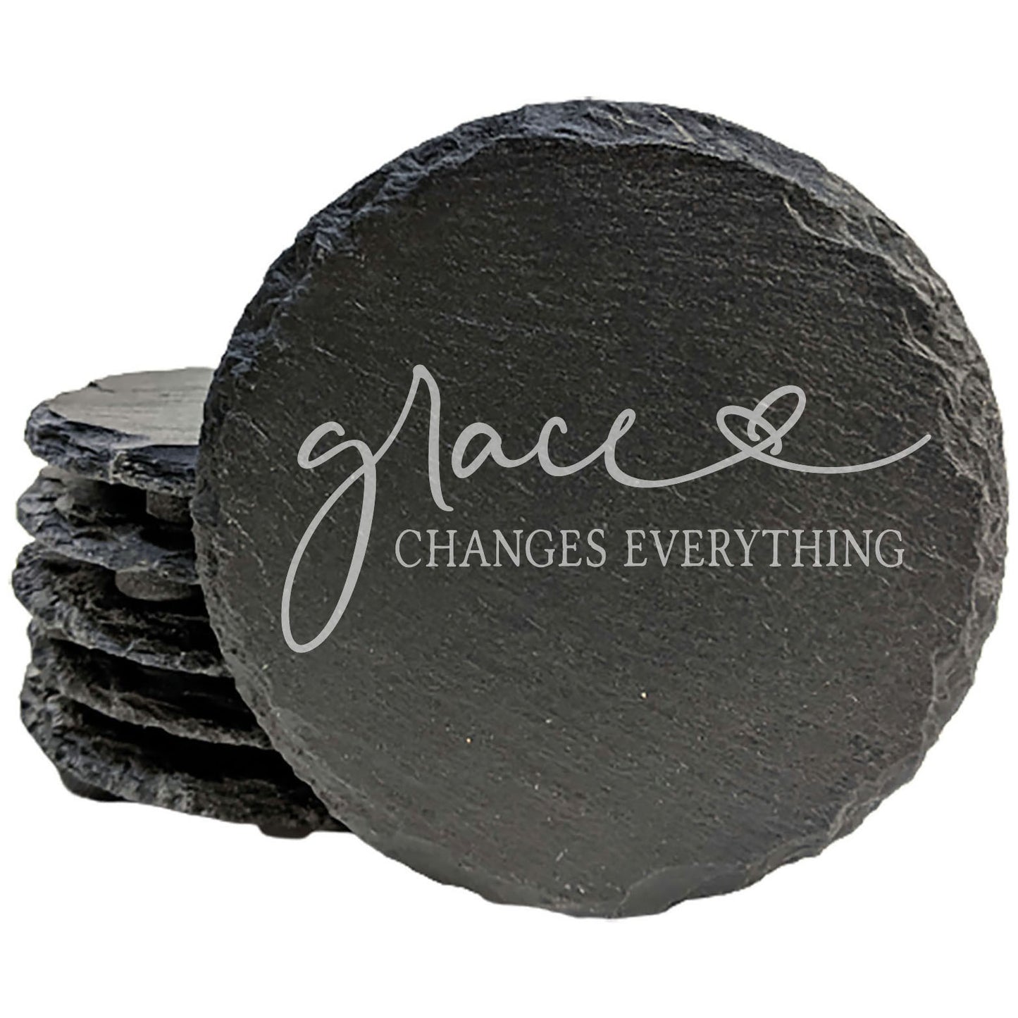 Faith and Hope: Laser Etched "Grace Changes Everything" Coasters: Inspirational Message