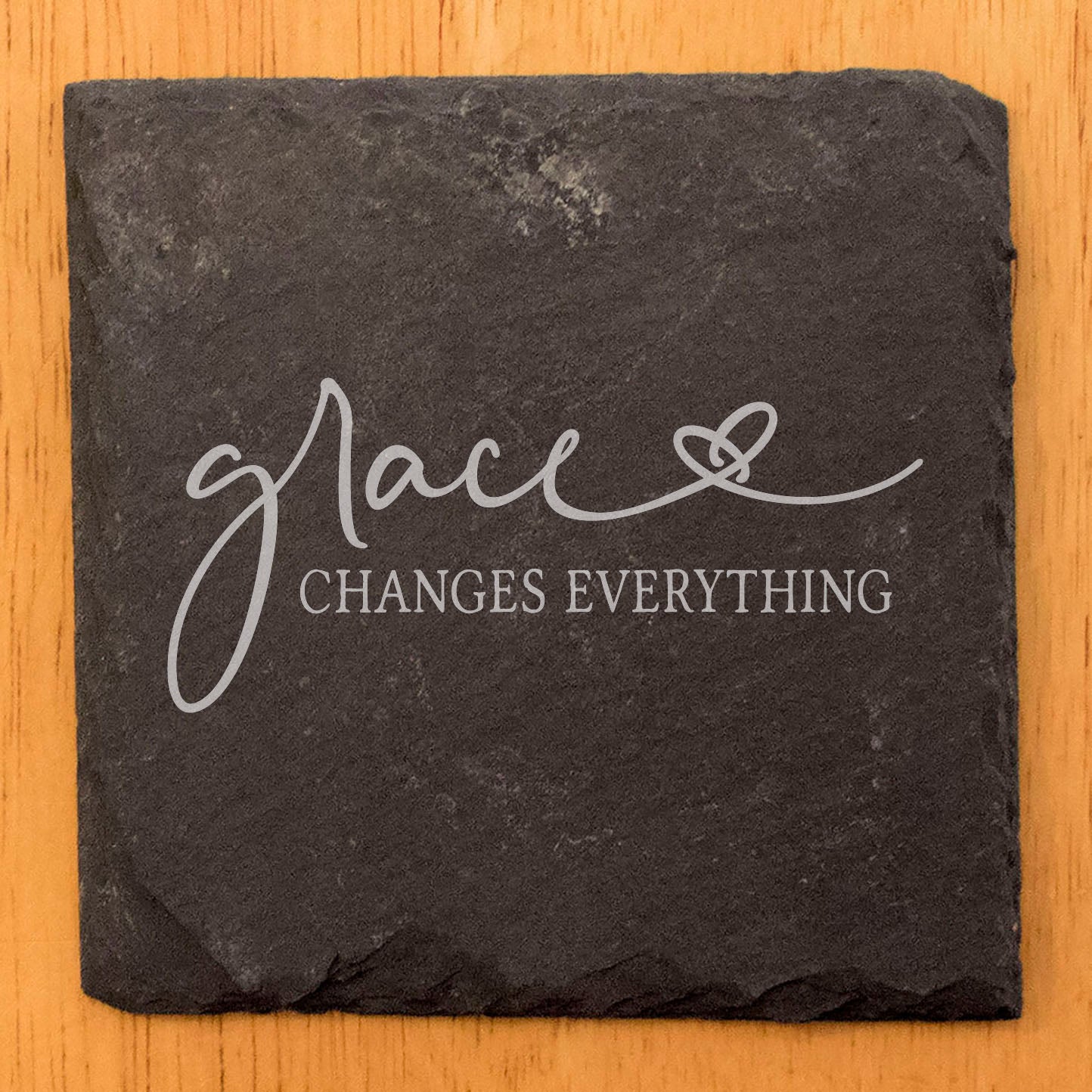 Faith and Hope: Laser Etched "Grace Changes Everything" Coasters: Inspirational Message