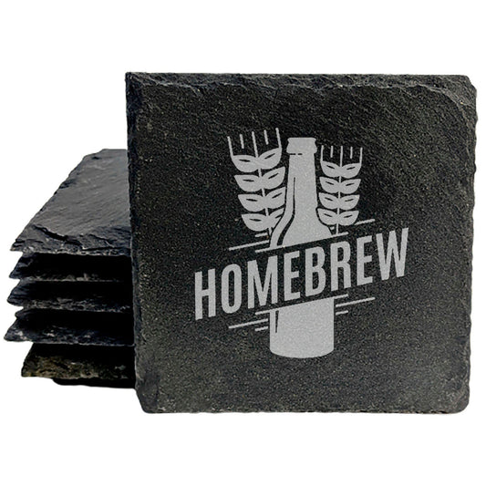 Man Cave Must-Have: Homebrew Logo Coasters, Laser Etched Slate